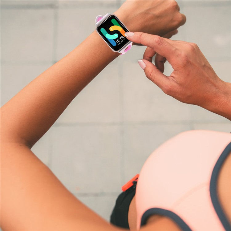 SM-R390 For Samsung Galaxy Fit3 Silicone Watch Band Adjustable Dual Color Wrist Strap - White+Pink