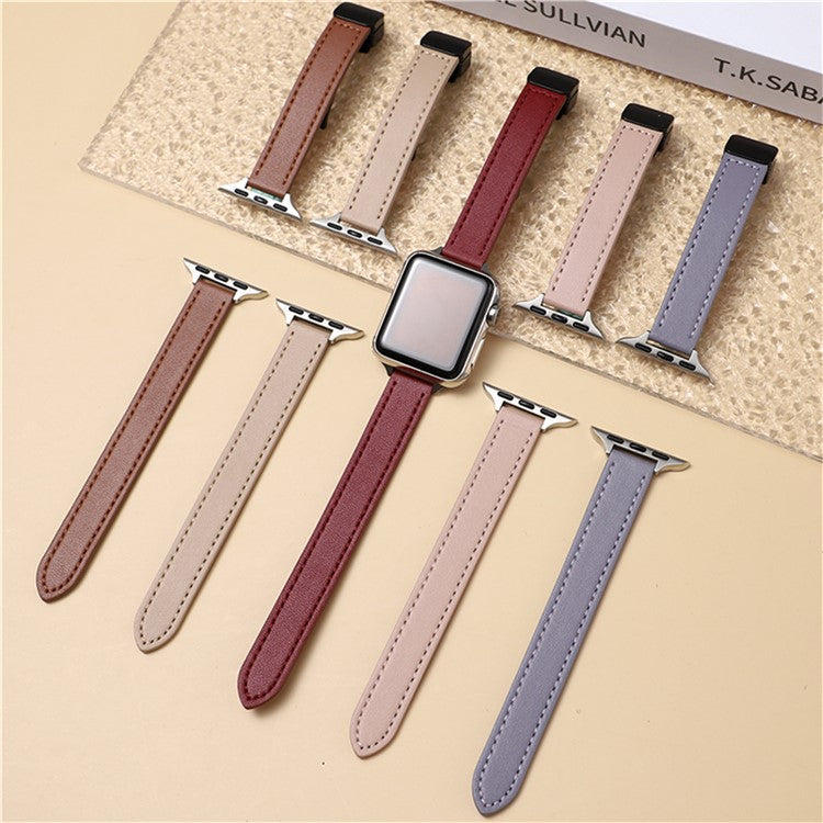 Watch Band For Apple Watch Series 10 42mm / 9 8 7 41mm / 6 5 4 SE (2023) SE (2022) SE 40mm / 3 2 1 38mm Microfiber Leather Strap - Beige Apricot