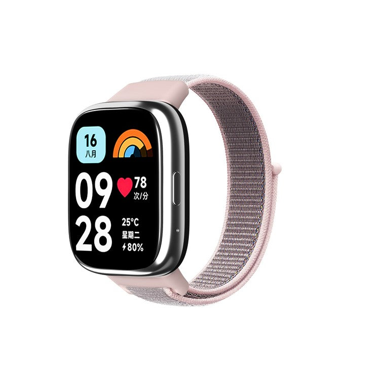 For Xiaomi Redmi Watch 3 Lite / Watch 3 Active Nylon Watch Strap Loop Fastener Replacement Band - Pink