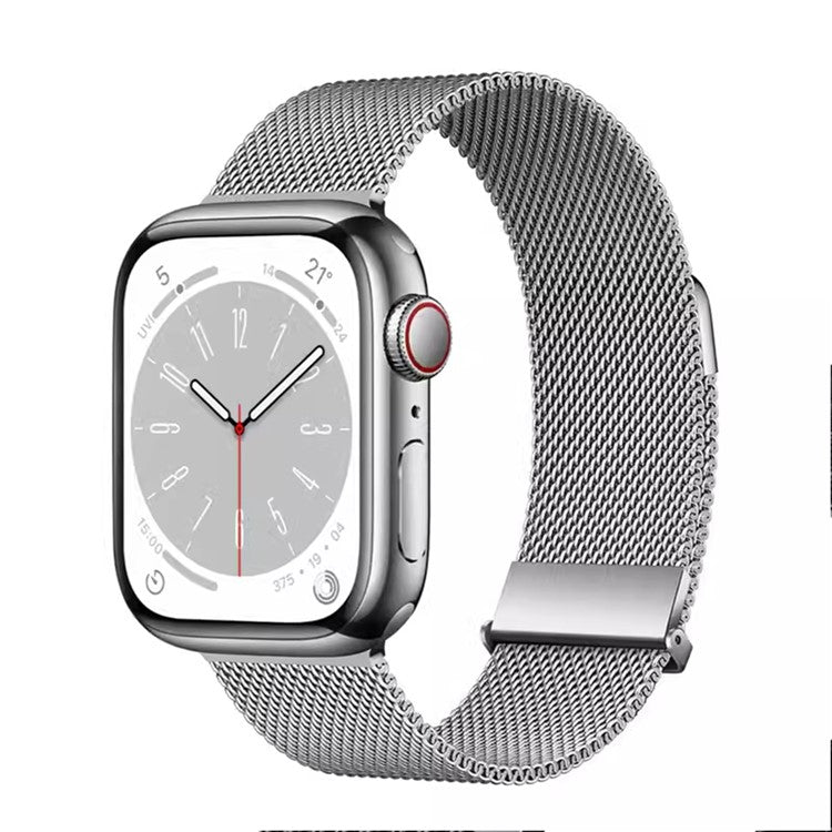 Milanese Mesh Loop Strap For Apple Watch Series 10 42mm / 9 8 7 41mm / 6 5 4 SE (2023) SE (2022) SE 40mm / 3 2 1 38mm Magnetic Watch Band - Silver