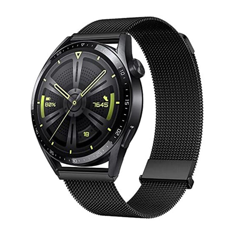 For Samsung Galaxy Watch3 45mm / Xiaomi Watch Color / Huawei Watch Ultimate Magnetic 22mm Milanese Watch Band - Black