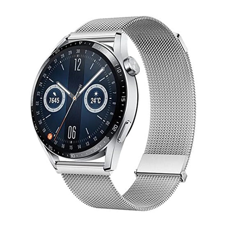 For Samsung Galaxy Watch3 45mm / Xiaomi Watch Color / Huawei Watch Ultimate Magnetic 22mm Milanese Watch Band - Silver
