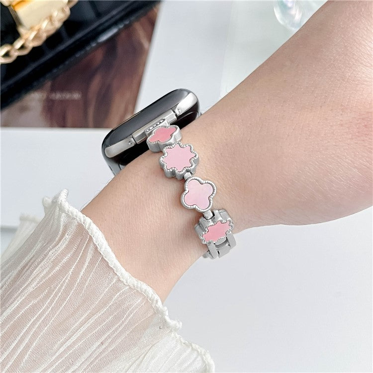 Watch Band For Apple Watch Series 10 42mm / 9 8 7 41mm / SE (2023) SE (2022) SE 6 5 4 40mm / 3 2 1 38mm Zinc Alloy Wrist Strap - Silver+Pink