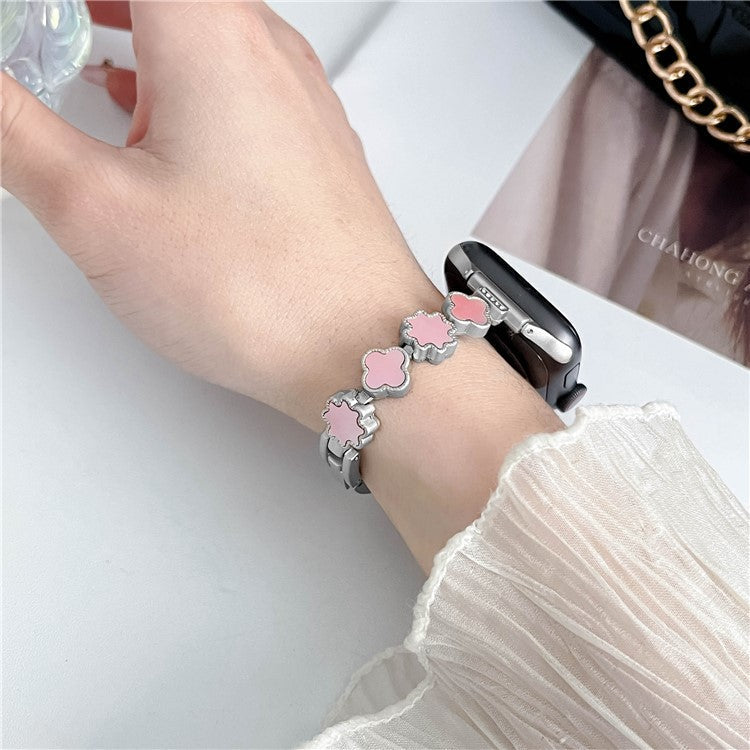 Watch Band For Apple Watch Series 10 42mm / 9 8 7 41mm / SE (2023) SE (2022) SE 6 5 4 40mm / 3 2 1 38mm Zinc Alloy Wrist Strap - Silver+Pink
