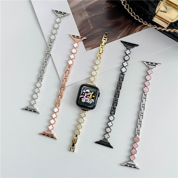 Watch Band For Apple Watch Series 10 42mm / 9 8 7 41mm / SE (2023) SE (2022) SE 6 5 4 40mm / 3 2 1 38mm Zinc Alloy Wrist Strap - Silver+Pink