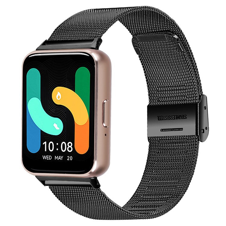 For Samsung Galaxy Fit3 SM-R390 Milanese Watch Band Breathable Stainless Steel Strap - Black