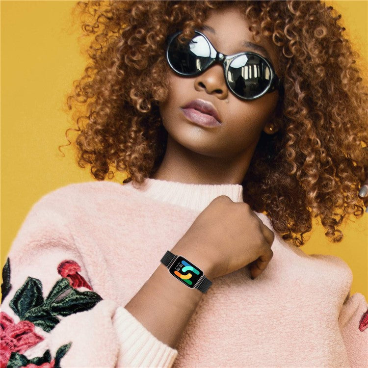 For Samsung Galaxy Fit3 SM-R390 Milanese Watch Band Breathable Stainless Steel Strap - Black