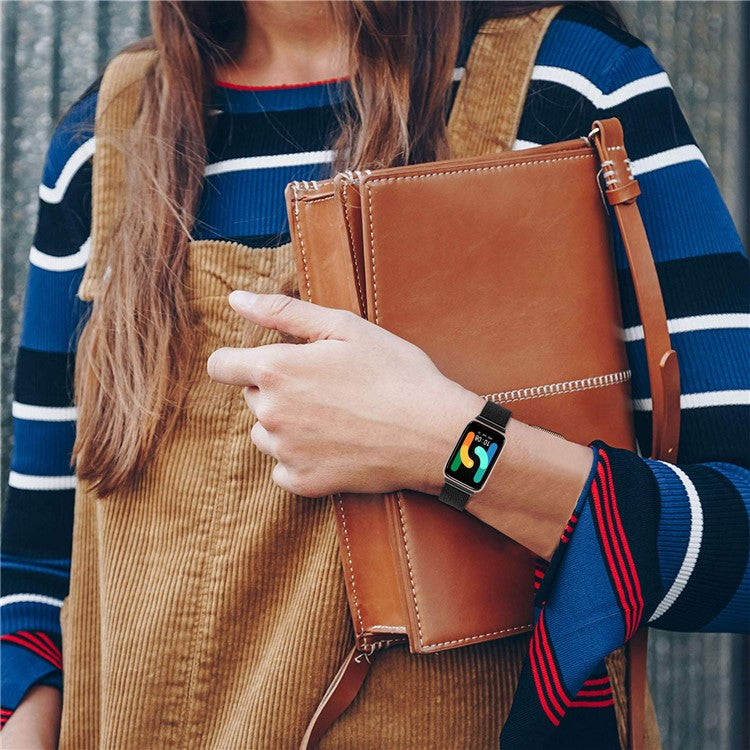 For Samsung Galaxy Fit3 SM-R390 Milanese Watch Band Breathable Stainless Steel Strap - Black