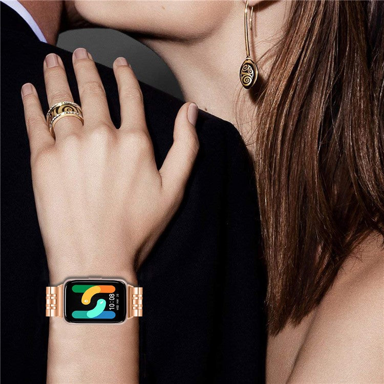 For Samsung Galaxy Fit3 SM-R390 Watch Strap High-Strength Stainless Steel Wrist Band - Rose Gold