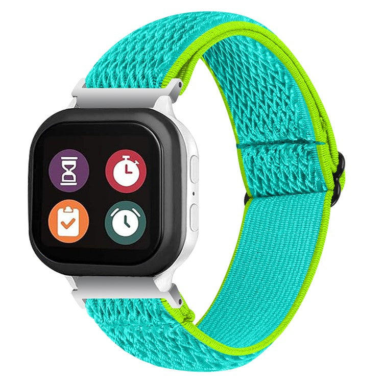 For Verizon Gizmo Watch 3 Elastic Wrist Band Wavy Pattern Woven Nylon Watch Strap - Yellow+Green