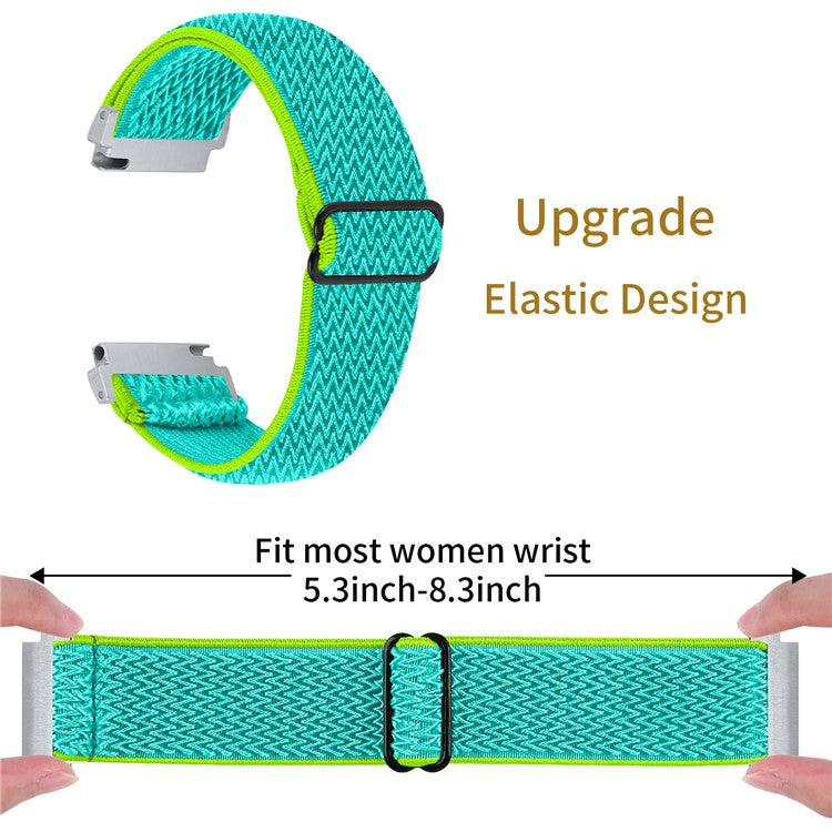 For Verizon Gizmo Watch 3 Elastic Wrist Band Wavy Pattern Woven Nylon Watch Strap - Yellow+Green