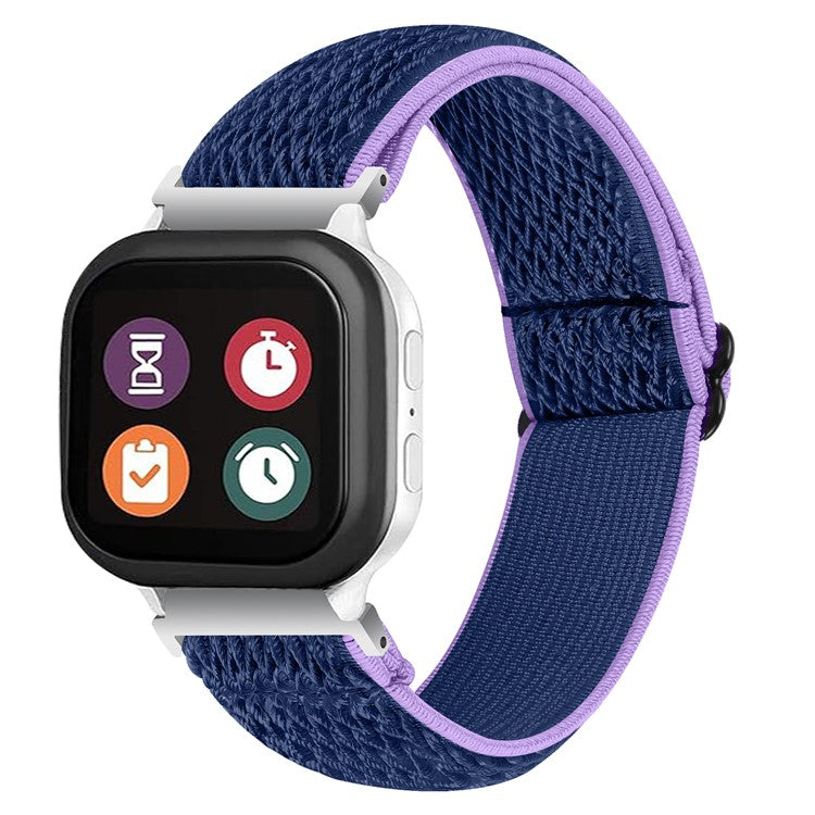 For Verizon Gizmo Watch 3 Elastic Wrist Band Wavy Pattern Woven Nylon Watch Strap - Purple+Blue
