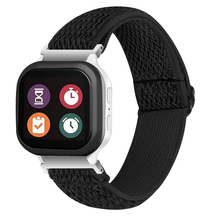 For Verizon Gizmo Watch 1 Wavy Pattern Elastic Wrist Band Woven Nylon Watch Strap - Black