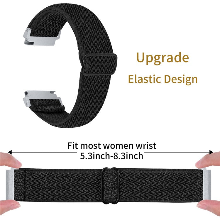 For Verizon Gizmo Watch 1 Wavy Pattern Elastic Wrist Band Woven Nylon Watch Strap - Black