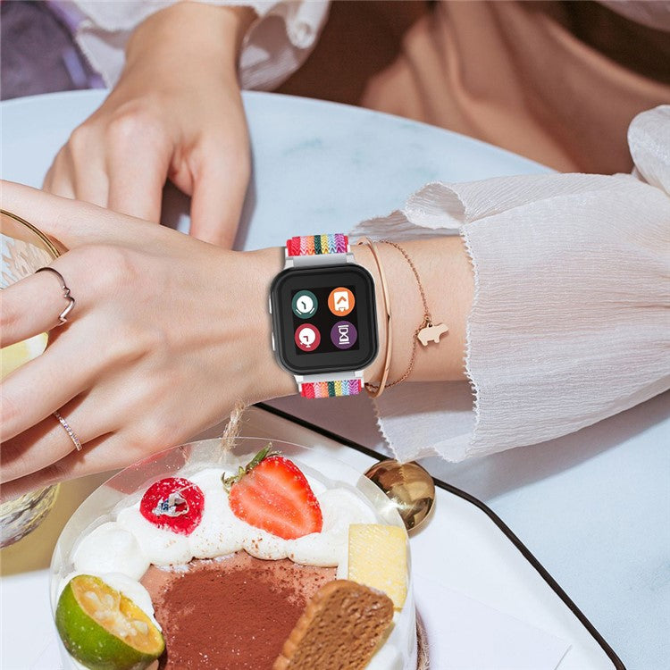 For SyncUP Kids Watch Elastic Soft Nylon Sport Strap Wavy Pattern Watch Band - Rainbow