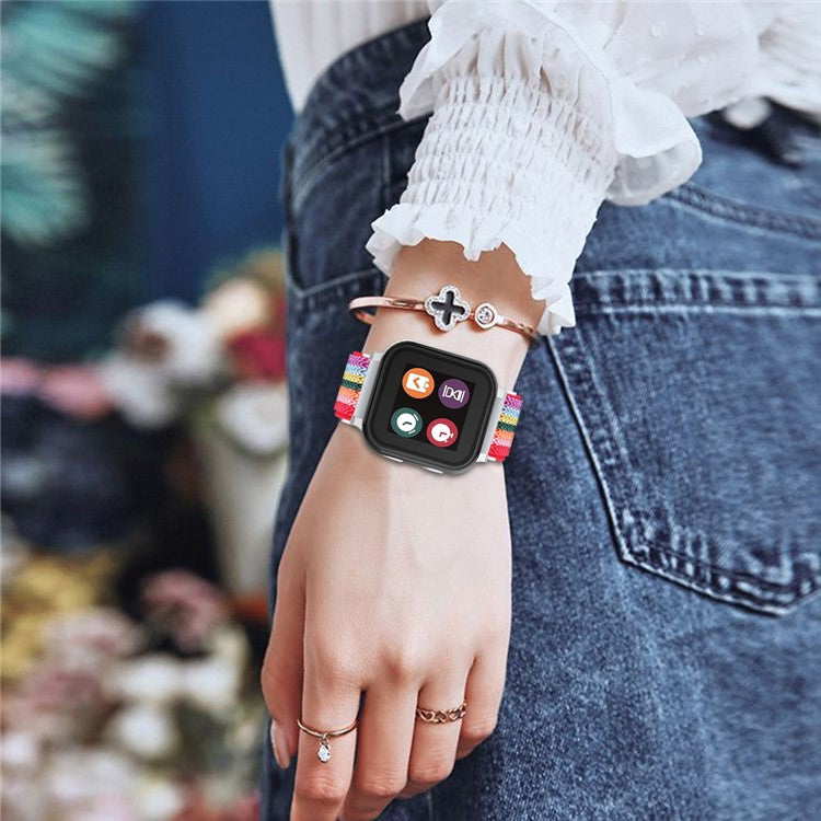 For SyncUP Kids Watch Elastic Soft Nylon Sport Strap Wavy Pattern Watch Band - Rainbow