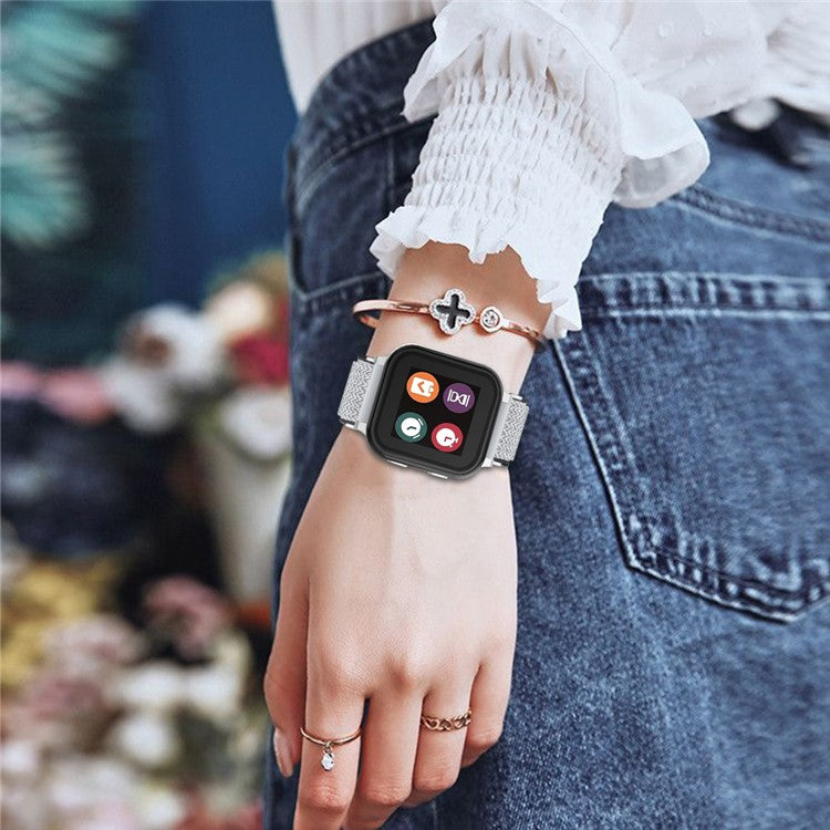 For Gabb Watch 1 Nylon Elastic Wrist Band Smartwatch Strap Easy to Adjust - Black+White