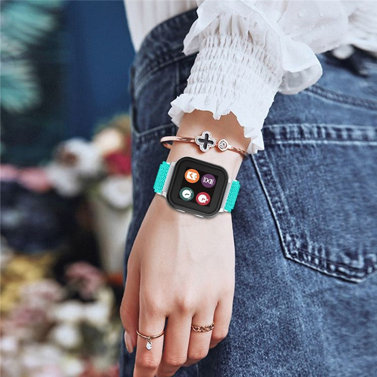 For Gabb Watch 2 Wavy Pattern Woven Nylon Watch Strap Elastic Wrist Band - Mint Green