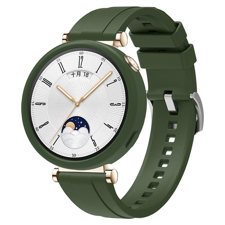 For Huawei Watch GT 4 41mm / Oppo Watch X2 Mini Soft Silicone Watch Band Strap Replacement Accessory - Dark Green
