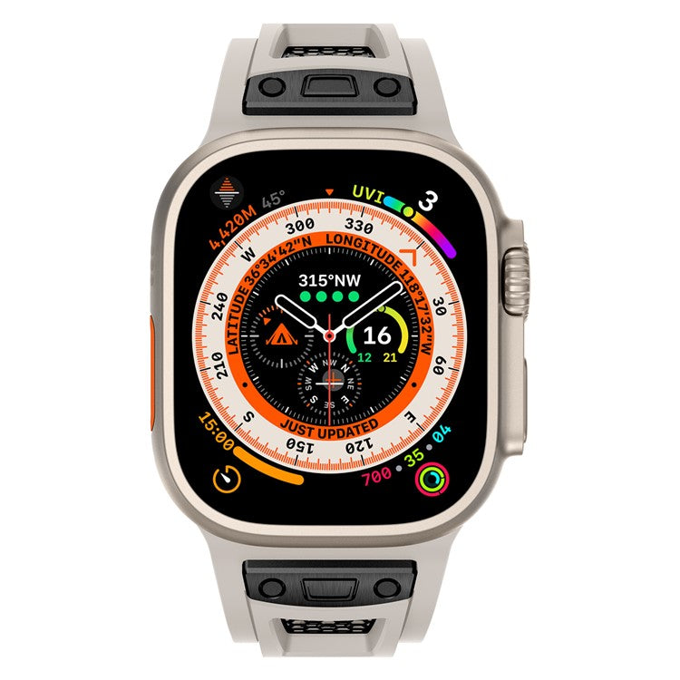 TPU Watch Strap for Apple Watch 10 46mm / Ultra 2 / Ultra 49mm / 9 8 7 45mm / SE (2023) SE (2022) SE 6 5 4 44mm / 3 2 1 42mm - Starlight+Black