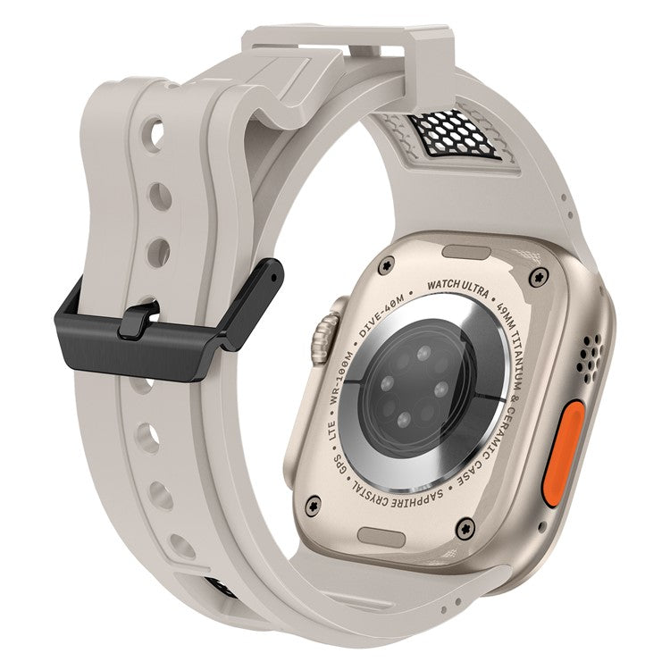 TPU Watch Strap for Apple Watch 10 46mm / Ultra 2 / Ultra 49mm / 9 8 7 45mm / SE (2023) SE (2022) SE 6 5 4 44mm / 3 2 1 42mm - Starlight+Black