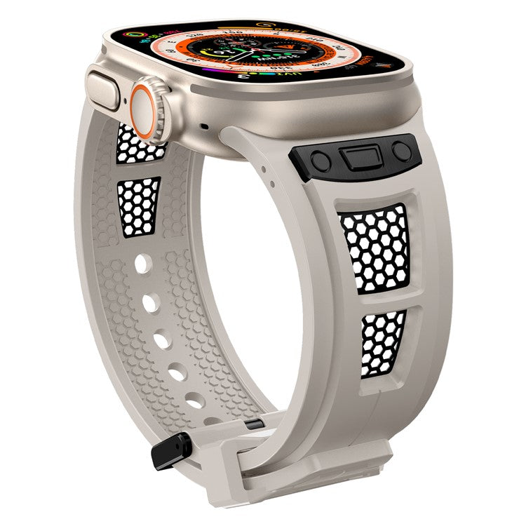 TPU Watch Strap for Apple Watch 10 46mm / Ultra 2 / Ultra 49mm / 9 8 7 45mm / SE (2023) SE (2022) SE 6 5 4 44mm / 3 2 1 42mm - Starlight+Black