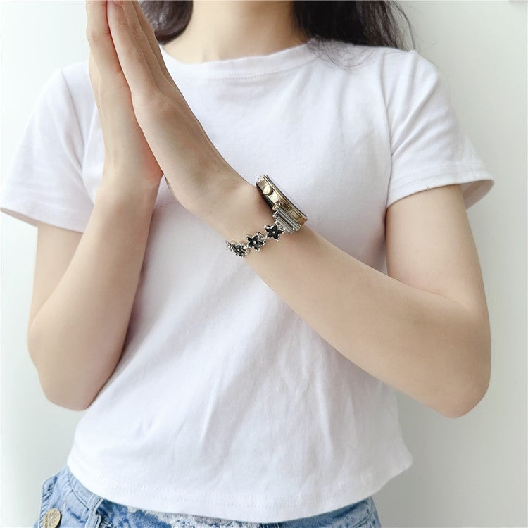 For Samsung Galaxy Watch6 Classic 43mm / Watch6 40mm Watch Bracelet 20mm Zinc Alloy Strap - Black+Five-pointed Star