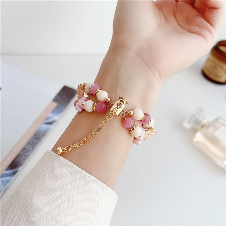 For Apple Watch Ultra 2 Ultra 49mm / 9 8 7 45mm / 6 5 4 SE (2023) SE (2022) SE 44mm / 3 2 1 42mm Clover Design Beaded Band - Pink