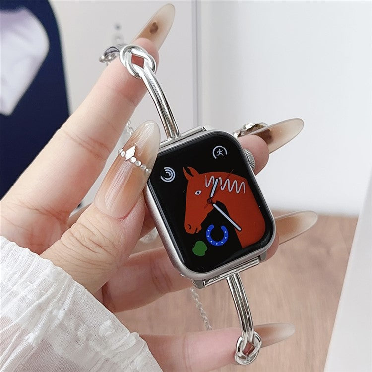 Knotted Band For Apple Watch Series 10 42mm / 9 8 41mm / 6 5 4 SE (2023) SE (2022) SE 40mm / 3 2 1 38mm Alloy Watch Bracelet - Silver