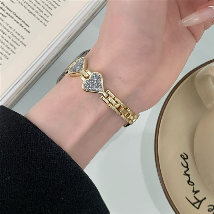 Zinc Alloy Band for Apple Watch 10 46mm / Ultra 2 / Ultra 49mm / 9 8 7 45mm / SE (2023) SE (2022) SE 6 5 4 44mm / 3 2 1 42mm Heart Design Strap - Gold