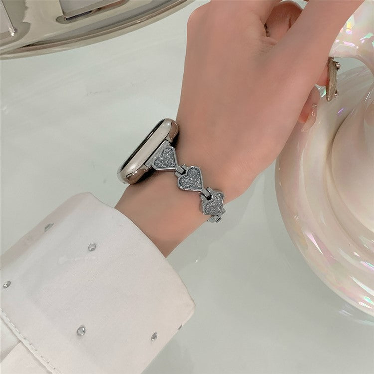 Zinc Alloy Band for Apple Watch 10 46mm / Ultra 2 / Ultra 49mm / 9 8 7 45mm / SE (2023) SE (2022) SE 6 5 4 44mm / 3 2 1 42mm Heart Design Strap - Silver