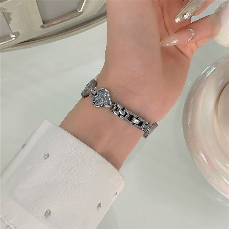 Zinc Alloy Band for Apple Watch 10 46mm / Ultra 2 / Ultra 49mm / 9 8 7 45mm / SE (2023) SE (2022) SE 6 5 4 44mm / 3 2 1 42mm Heart Design Strap - Silver