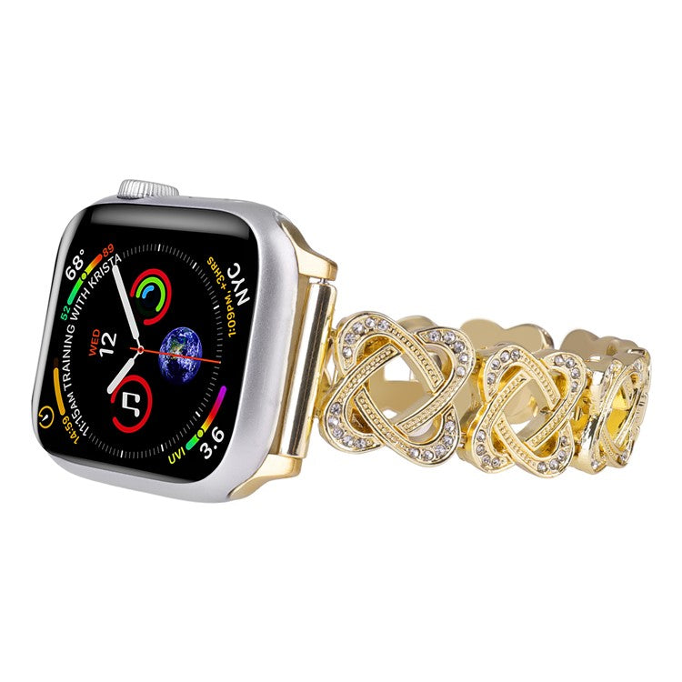 Crossed Ring Band for Apple Watch 10 46mm / Ultra 2 / Ultra 49mm / 9 8 7 45mm / SE (2023) SE (2022) SE 6 5 4 44mm / 3 2 1 42mm Zinc Alloy Strap - Gold
