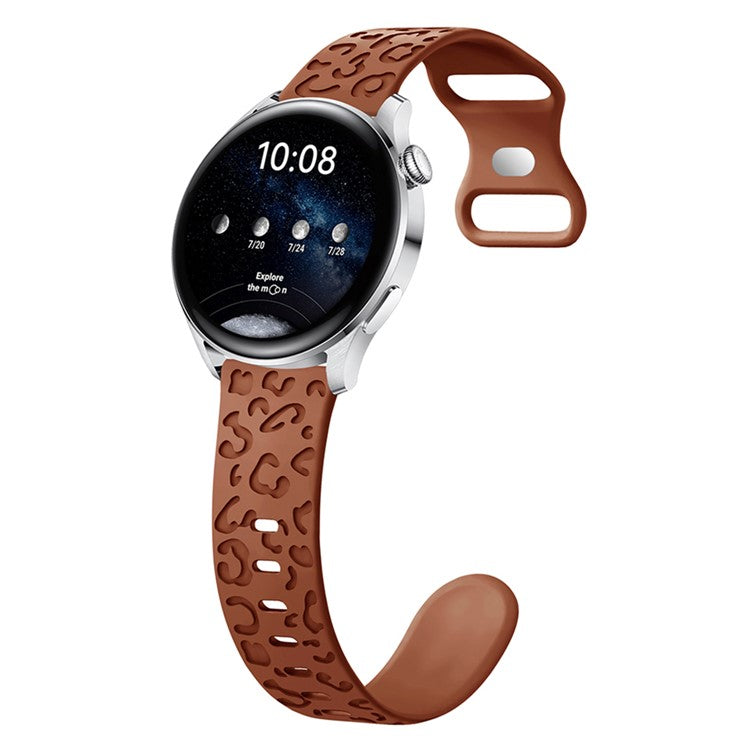 For Samsung Galaxy Watch6 Classic 47mm / 43mm / Garmin Venu Sq 2 20mm Silicone Watch Band Leopard Printed - Brown
