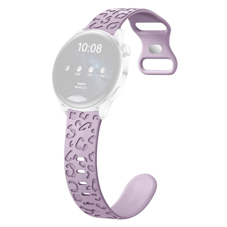 For Samsung Galaxy Watch3 45mm / Huawei Watch 4 Pro 22mm Watch Band Leopard Printed Design - Lavender