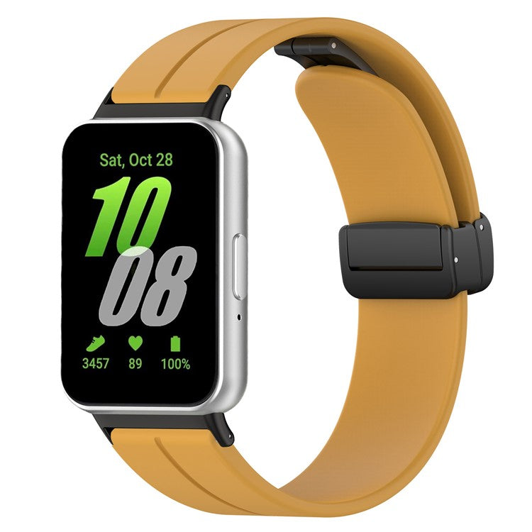 For Samsung Galaxy Fit3 SM-R390 Silicone Strap Replacement Wrist Band with Folding Buckle - Yellow
