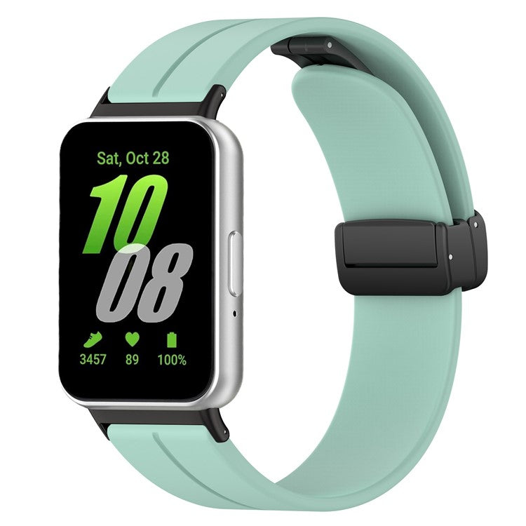 For Samsung Galaxy Fit3 SM-R390 Silicone Strap Replacement Wrist Band with Folding Buckle - Light Green