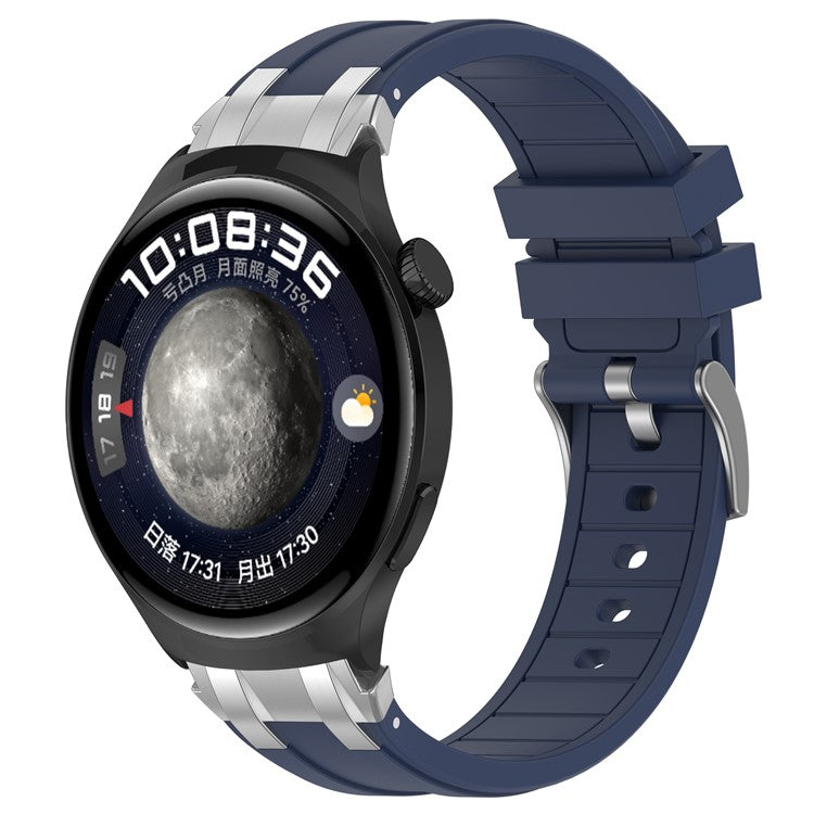 For Garmin / Samsung 20mm Universal Smartwatch Strap Silicone Replacement Wrist Band - Navy Blue