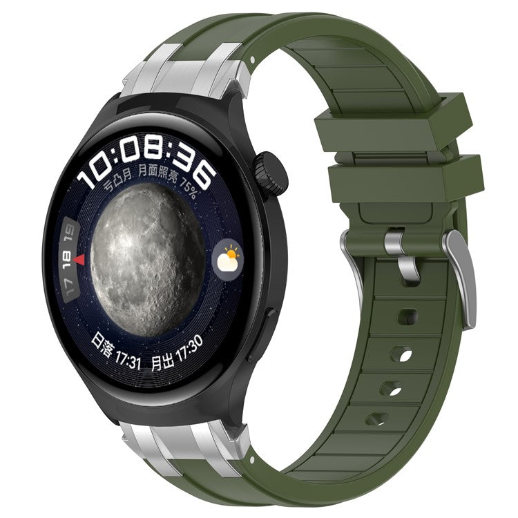 For Garmin / Samsung 20mm Universal Smartwatch Strap Silicone Replacement Wrist Band - Army Green