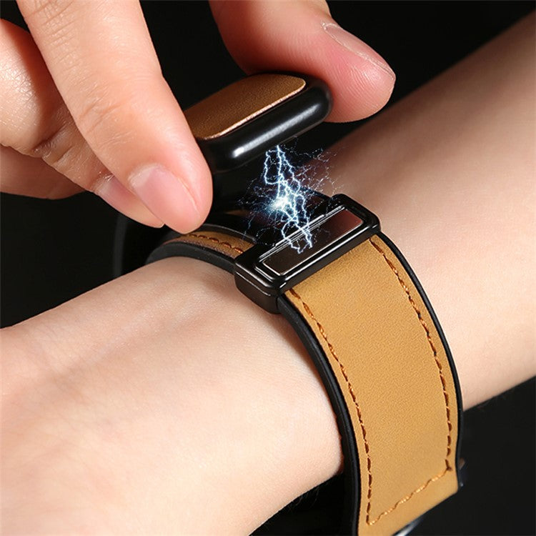 For Garmin vivoactive 5 / Venu 2 Plus Universal 20mm Watch Strap Crazy Horse Texture Leather+Silicone Band - Light Brown