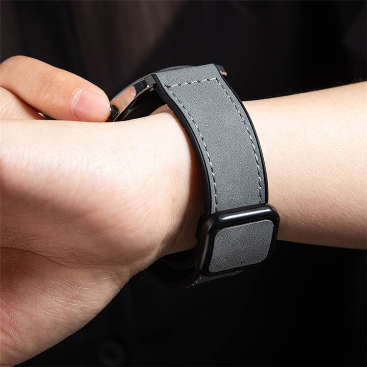 For Garmin vivoactive 5 / Venu 2 Plus Universal 20mm Watch Strap Crazy Horse Texture Leather+Silicone Band - Light Brown