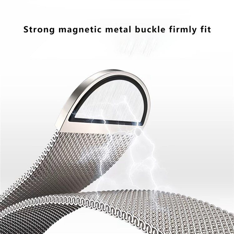 For Apple Watch 10 46mm / Ultra 2 / Ultra 49mm / 9 8 7 45mm / SE (2023) SE (2022) SE 6 5 4 44mm / 3 2 1 42mm Magnetic Strap Milanese Mesh Watch Bands - Pink+Orange