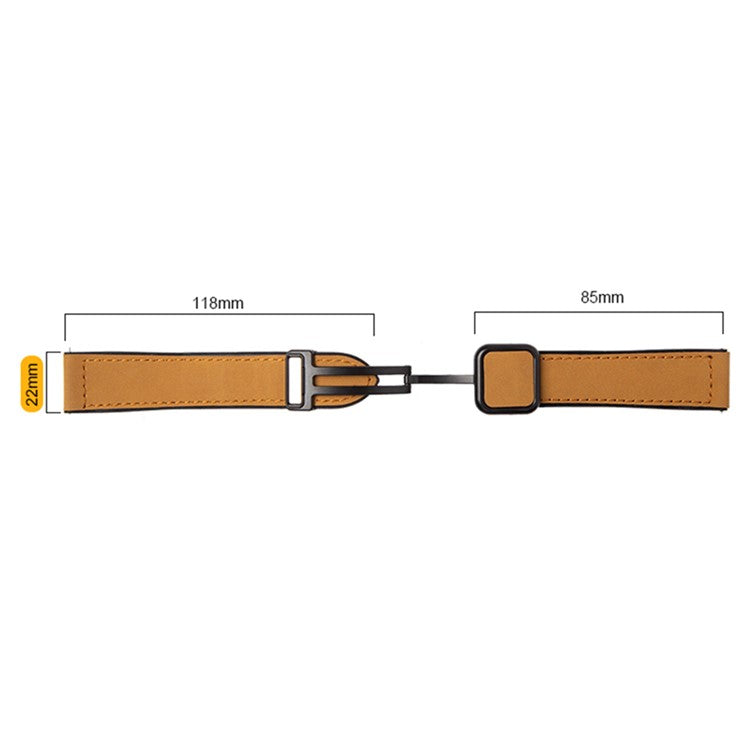 For Garmin Venu 3 / Venu 2 / Vivoactive 4 22mm Watch Band Magnetic Folding Buckle Leather+Silicone Strap - Dark Blue