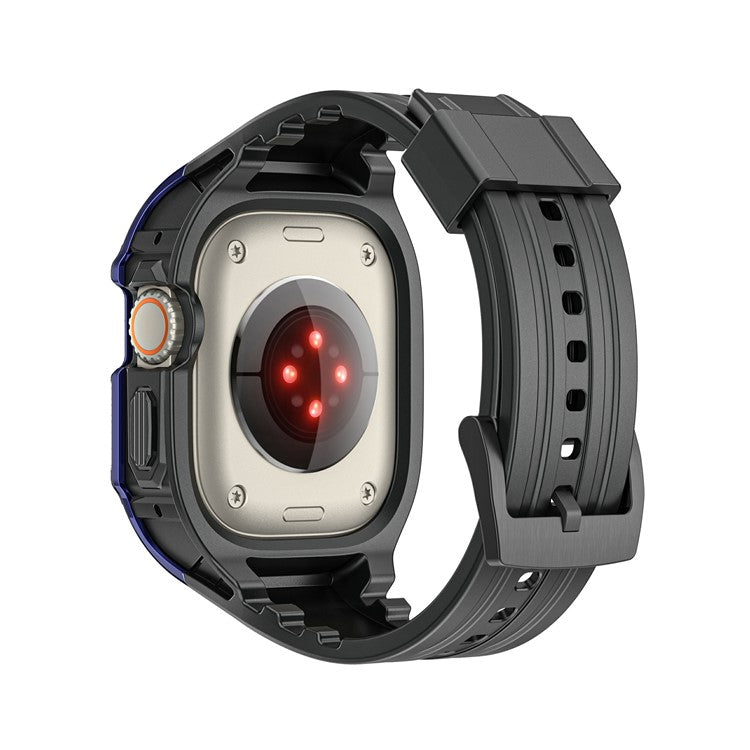 For Apple Watch Ultra 49mm / Ultra 2 49mm TPU Watch Band+Case Integrated Design - Black+Blue