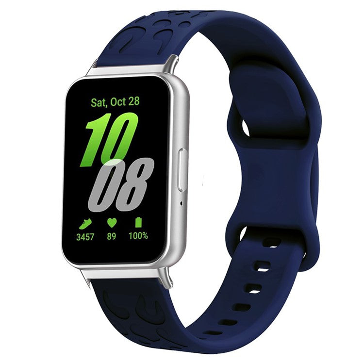 For Samsung Galaxy Fit Silicone Watchband Leopard Printed Replacement Watch Strap - Navy Blue