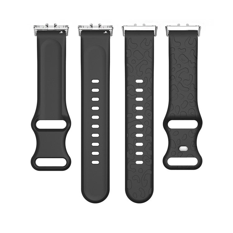 For Samsung Galaxy Fit Silicone Watchband Leopard Printed Replacement Watch Strap - Navy Blue