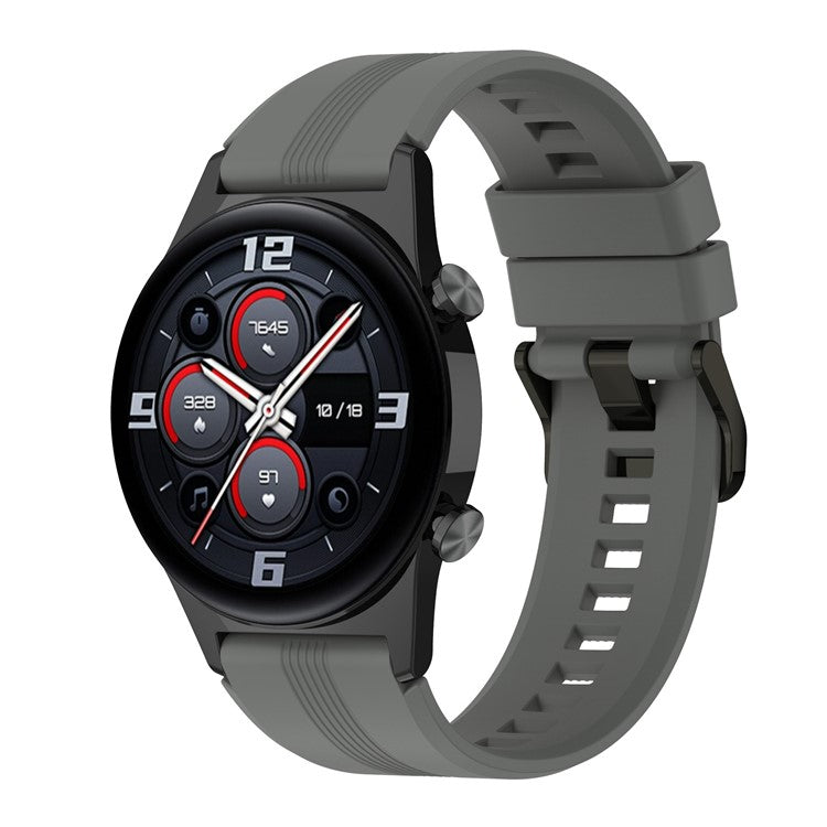 For Honor Watch GS 4 Soft Silicone Watch Strap 22mm Replacement Watch Band - Dark Grey