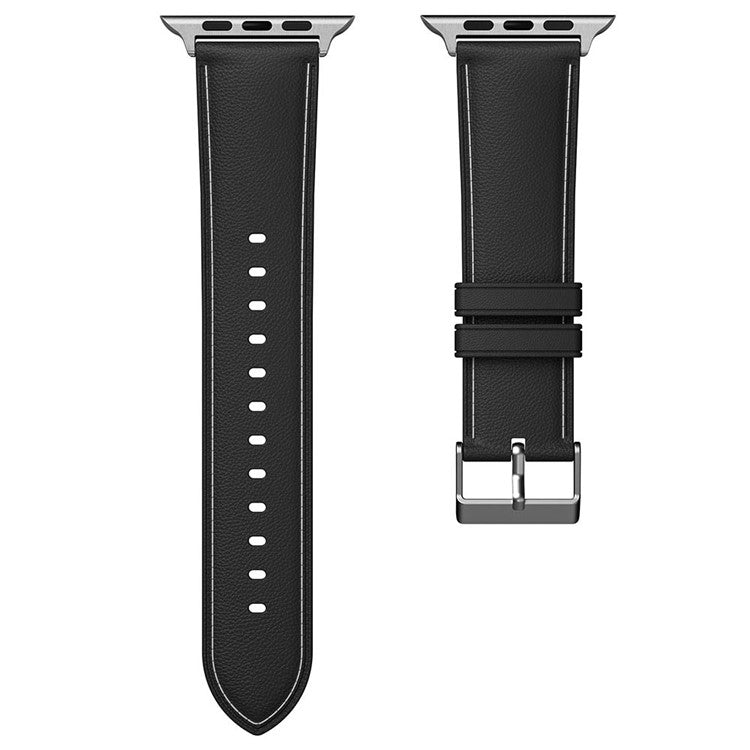 TPU Watch Strap for Apple Watch Series 10 42mm / 9 8 7 41mm / 6 5 4 SE (2023) SE (2022) SE 40mm / 3 2 1 38mm Stitching Lines Wrist Band - Black