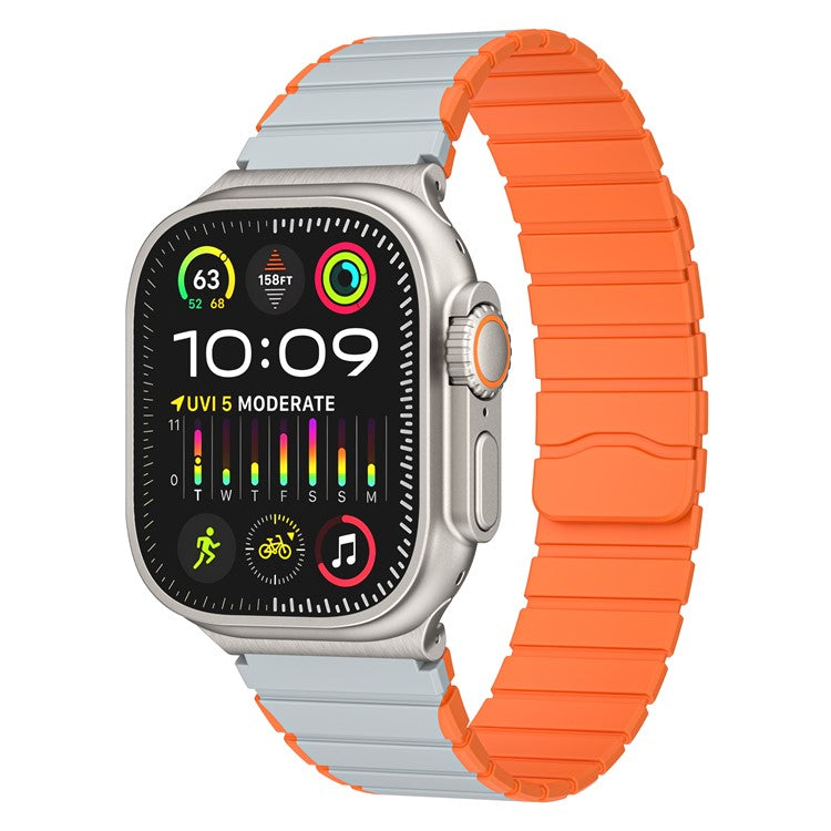 Bans For Apple Watch Series 10 42mm / 9 8 7 41mm / 6 5 4 SE (2023) SE (2022) SE 40mm / 3 2 1 38mm Magnetic Silicone Strap - Grey+Orange