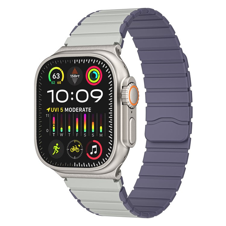 Bans For Apple Watch Series 10 42mm / 9 8 7 41mm / 6 5 4 SE (2023) SE (2022) SE 40mm / 3 2 1 38mm Magnetic Silicone Strap - Light Grey+Blue